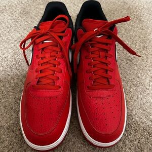 Nike Air Force 1 Men's Red and Black Sneakers